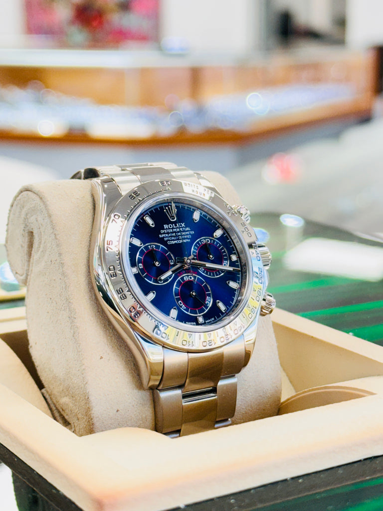 Rolex Daytona 116509 40 White Gold Cosmograph Blue Index Dial Box and Papers MINT