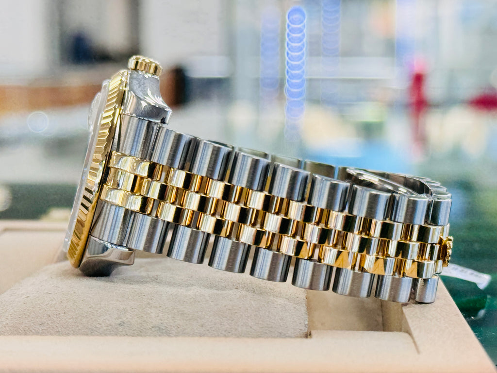 Rolex Datejust 36 116233 Jubilee Stainless & 18K Yellow Gold Custom Diamond Mother Of Pearl Dial MINT - Diamonds East Intl.
