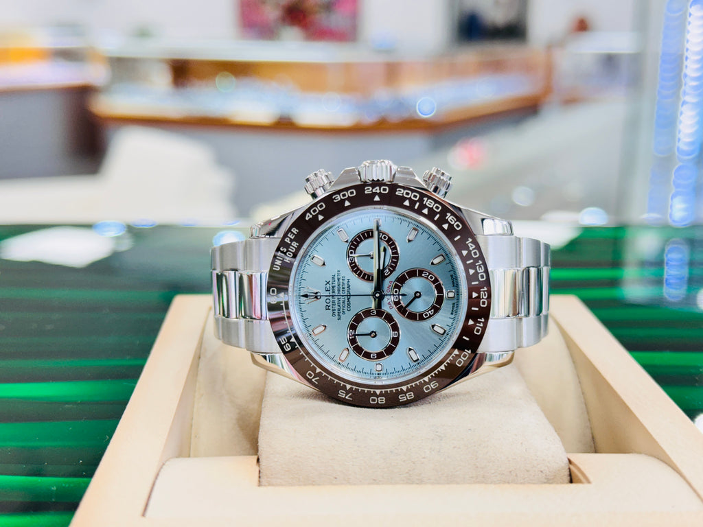 Rolex Daytona 116506 ICE BLUE PLATINUM Watch Box and Papers MINT - Diamonds East Intl.