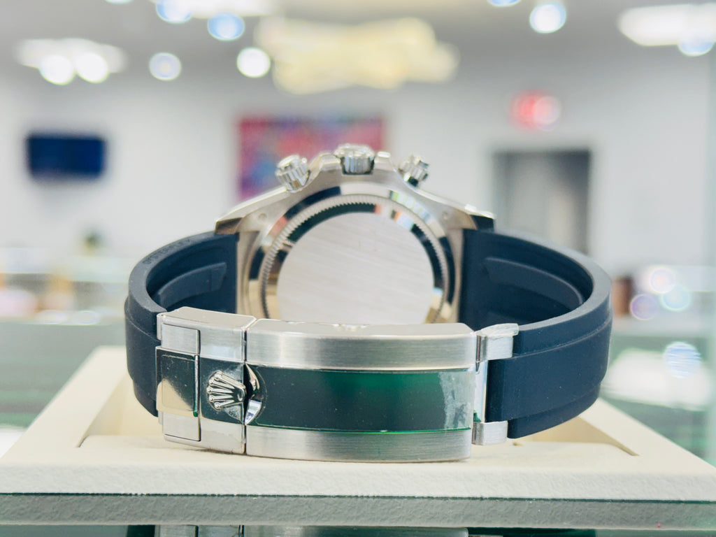 Rolex Daytona 126519LN  Cosmograph 18K White Gold  Factory Black Diamond Dial  Oysterflex Box and Papers Unworn - Diamonds East Intl.