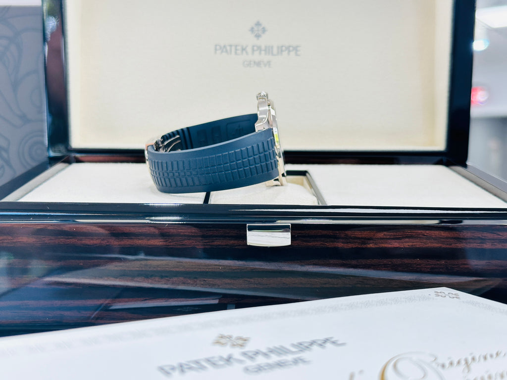 Patek Philippe 5168G-001 Aquanaut 42 White Gold Blue Dial Box and Papers - Diamonds East Intl.