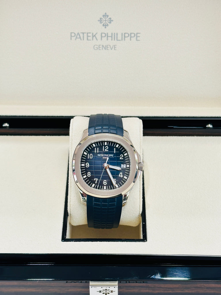 Patek Philippe 5168G-001 Aquanaut 42 White Gold Blue Dial Box and Papers - Diamonds East Intl.