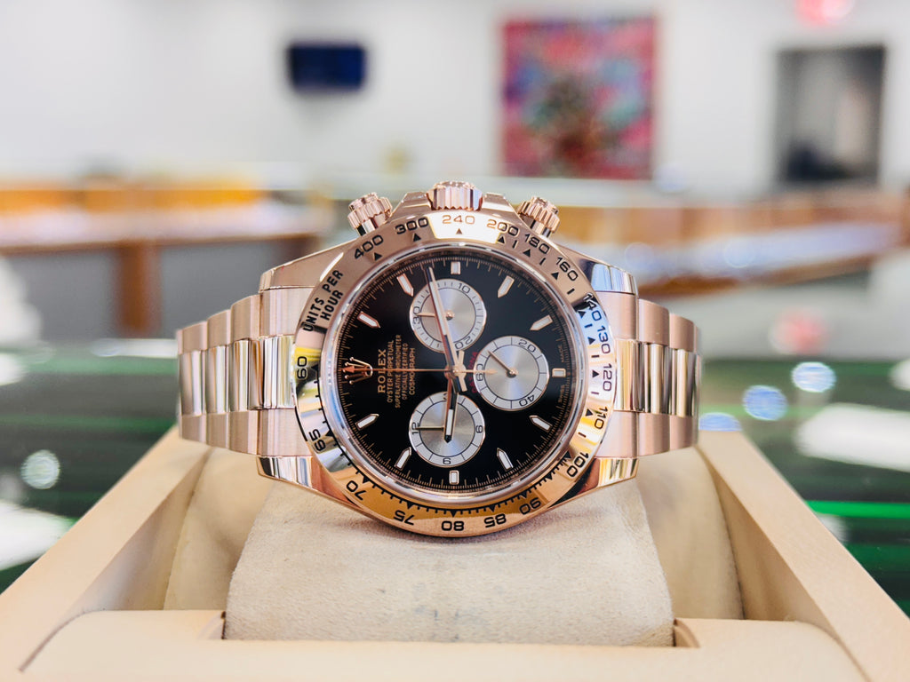 Rolex Daytona 126505 Cosmograph 18K Rose Gold with Black Dial Box and Papers MINT - Diamonds East Intl.