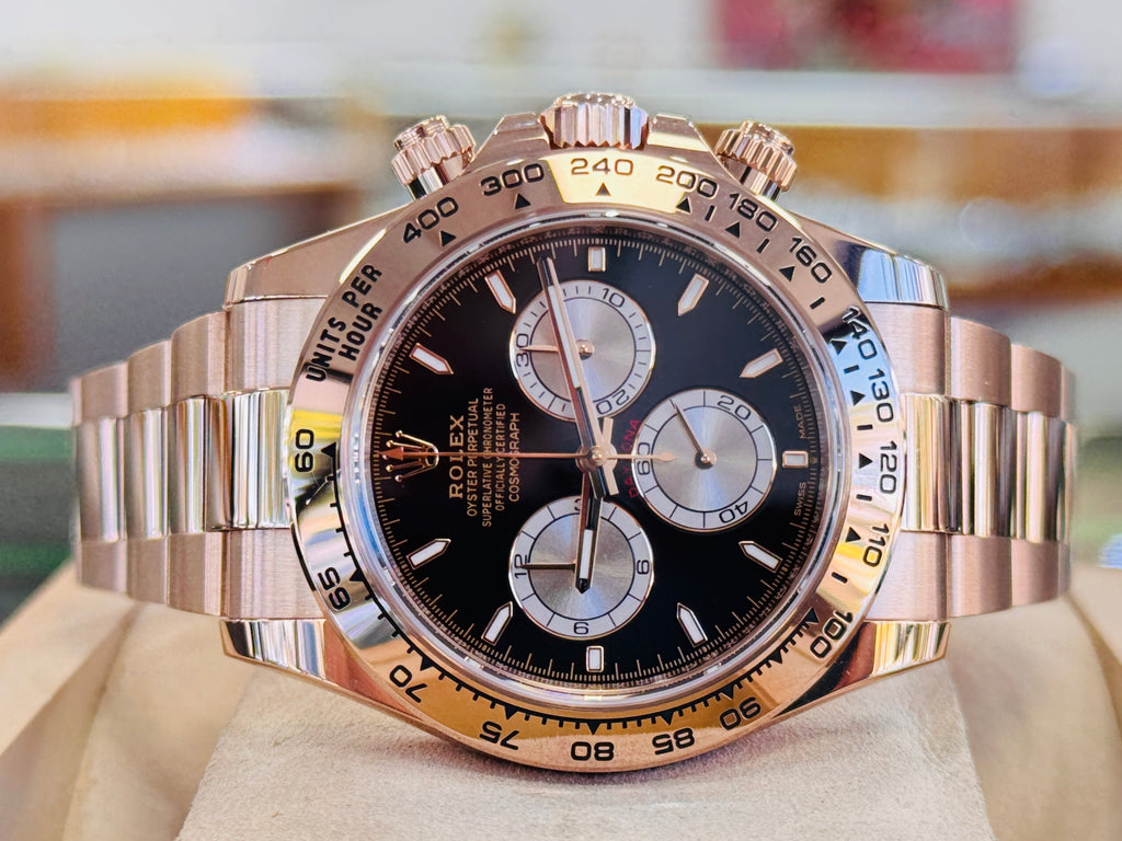 Rolex Daytona 126505 Cosmograph 18K Rose Gold with Black Dial Box and Papers MINT - Diamonds East Intl.