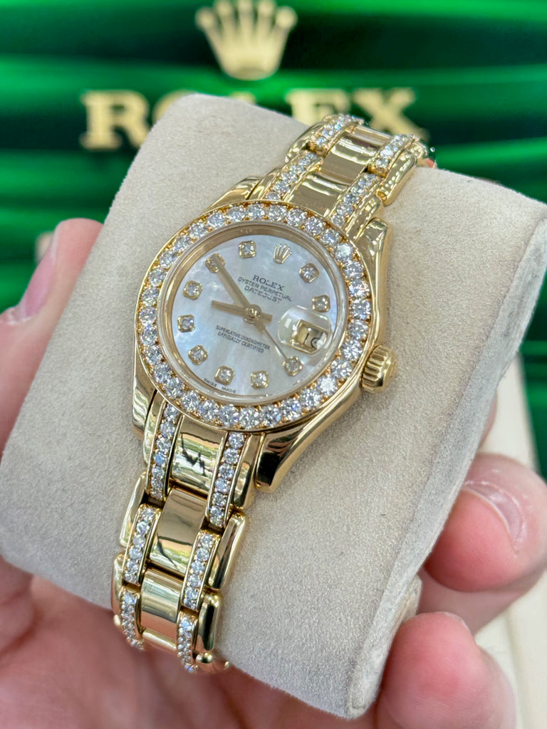 Rolex Lady-Datejust 69298 Pearlmaster crown collection Factory Diamonds and Factory MOP Diamond Dial  PreOwned - Diamonds East Intl.