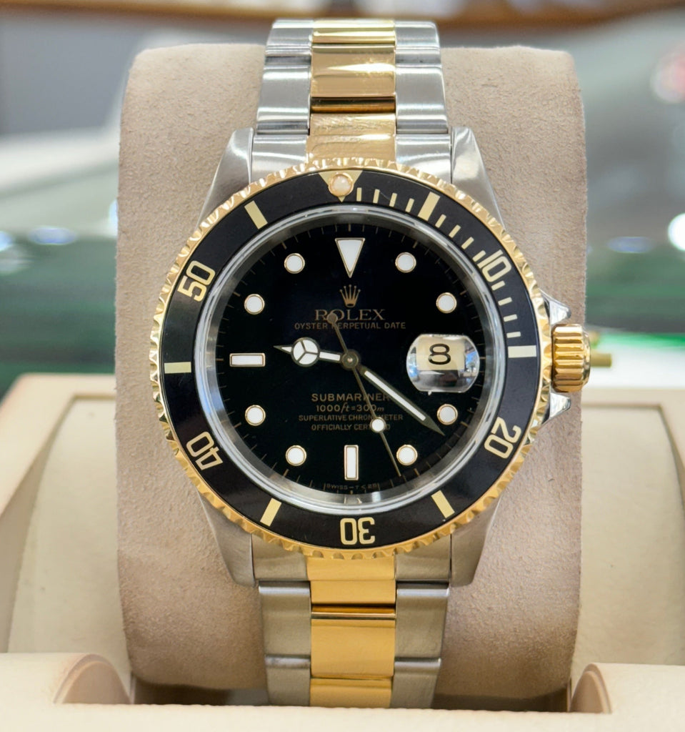Rolex Submariner Date 16613 Stainless & Gold Black Dial Box and Papers Complete set PreOnwed - Diamonds East Intl.