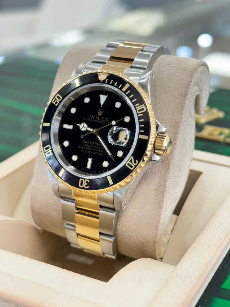 Rolex Submariner Date 16613 Stainless & Gold Black Dial Box and Papers Complete set PreOnwed - Diamonds East Intl.