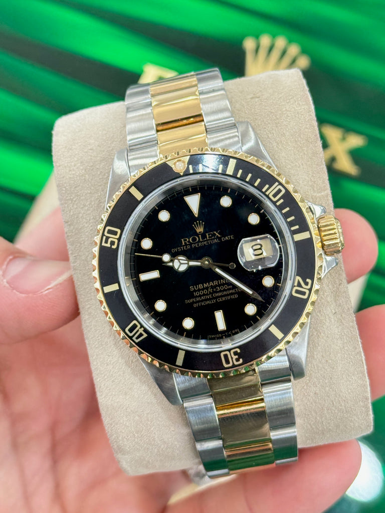 Rolex Submariner Date 16613 Stainless & Gold Black Dial Box and Papers Complete set PreOnwed - Diamonds East Intl.