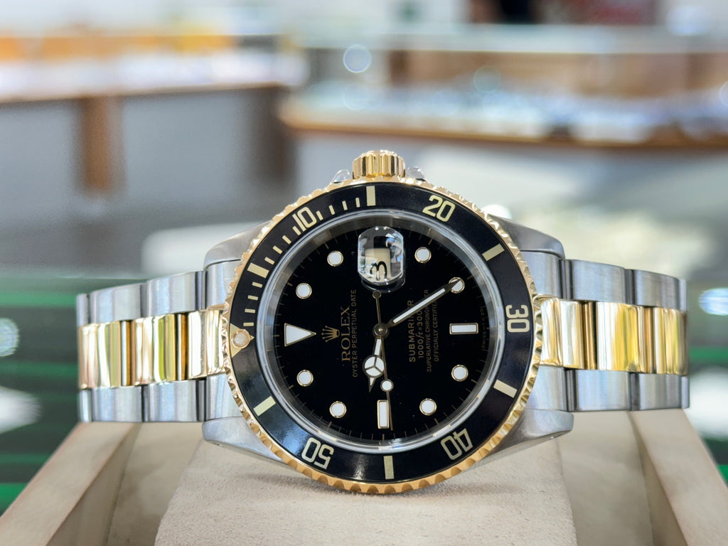 Rolex Submariner Date 16613 Stainless & Gold Black Dial Box and Papers Complete set PreOnwed - Diamonds East Intl.