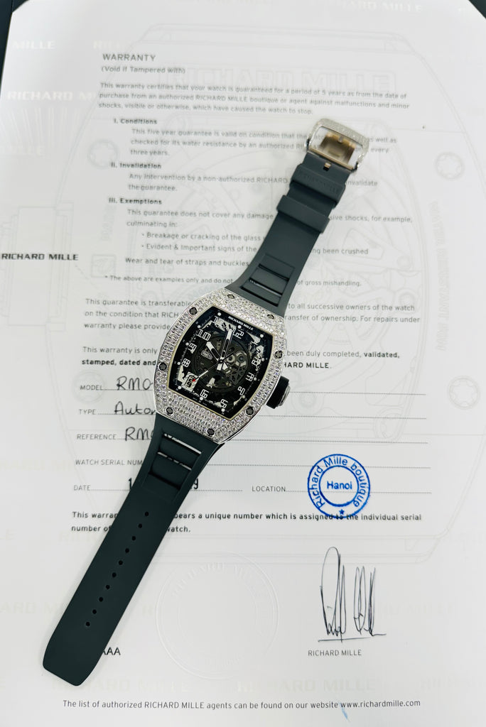 Richard Mille RM 010 REF. RM010 AN WG 18k White Gold Factory Diamonds Box and Papers 2019 - Diamonds East Intl.