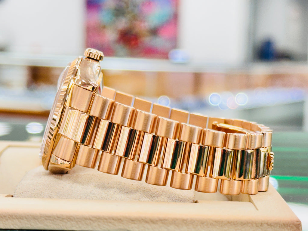 Rolex Day-Date President 36 118235 18K Rose Gold FACTORY Pink Diamond Dial Watch MINT - Diamonds East Intl.
