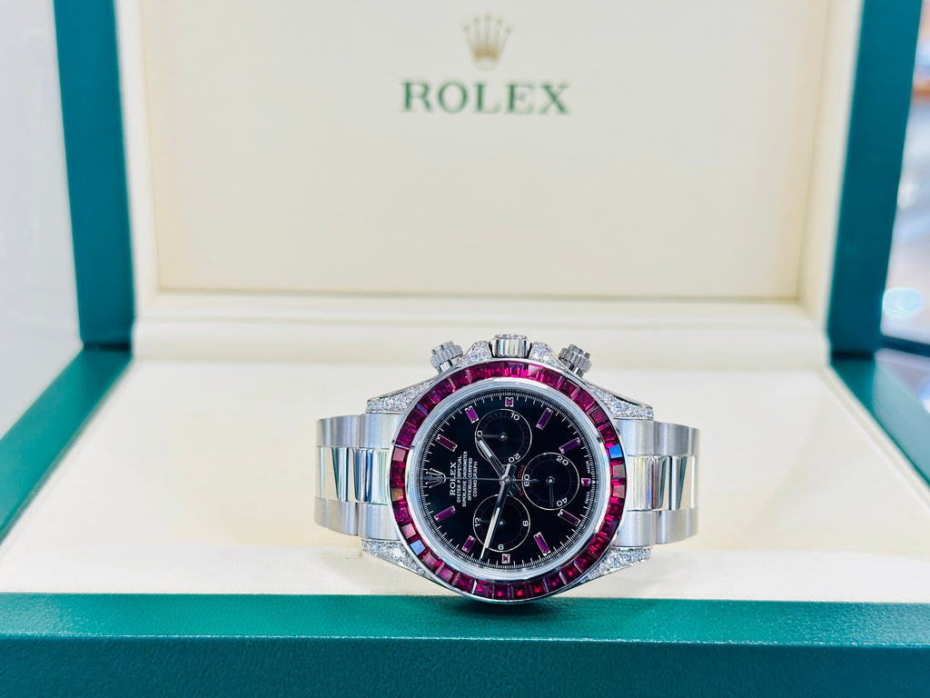 Rolex Daytona 116509 Custom Diamond lugs & Ruby Bezel - Diamonds East Intl.