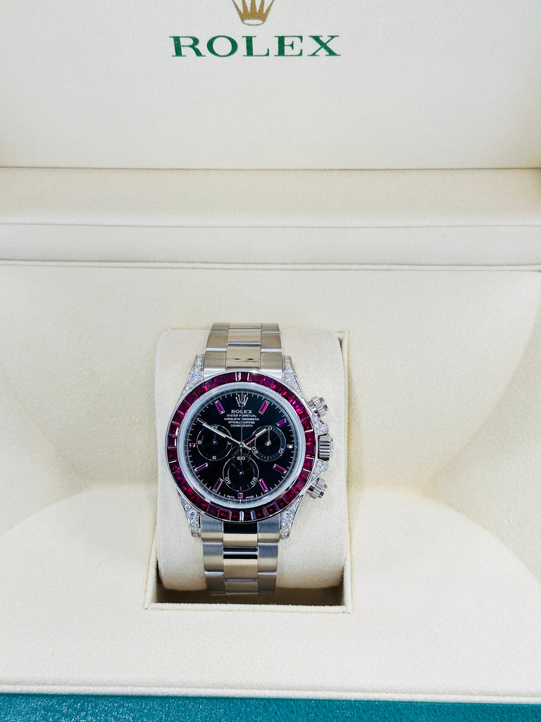 Rolex Daytona 116509 Custom Diamond lugs & Ruby Bezel - Diamonds East Intl.