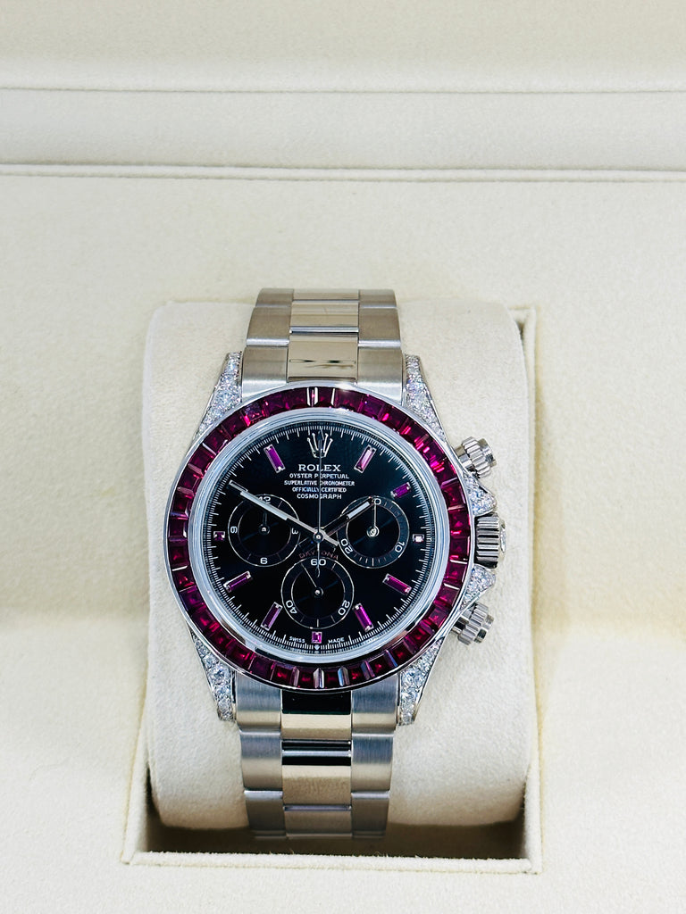 Rolex Daytona 116509 Custom Diamond lugs & Ruby Bezel - Diamonds East Intl.