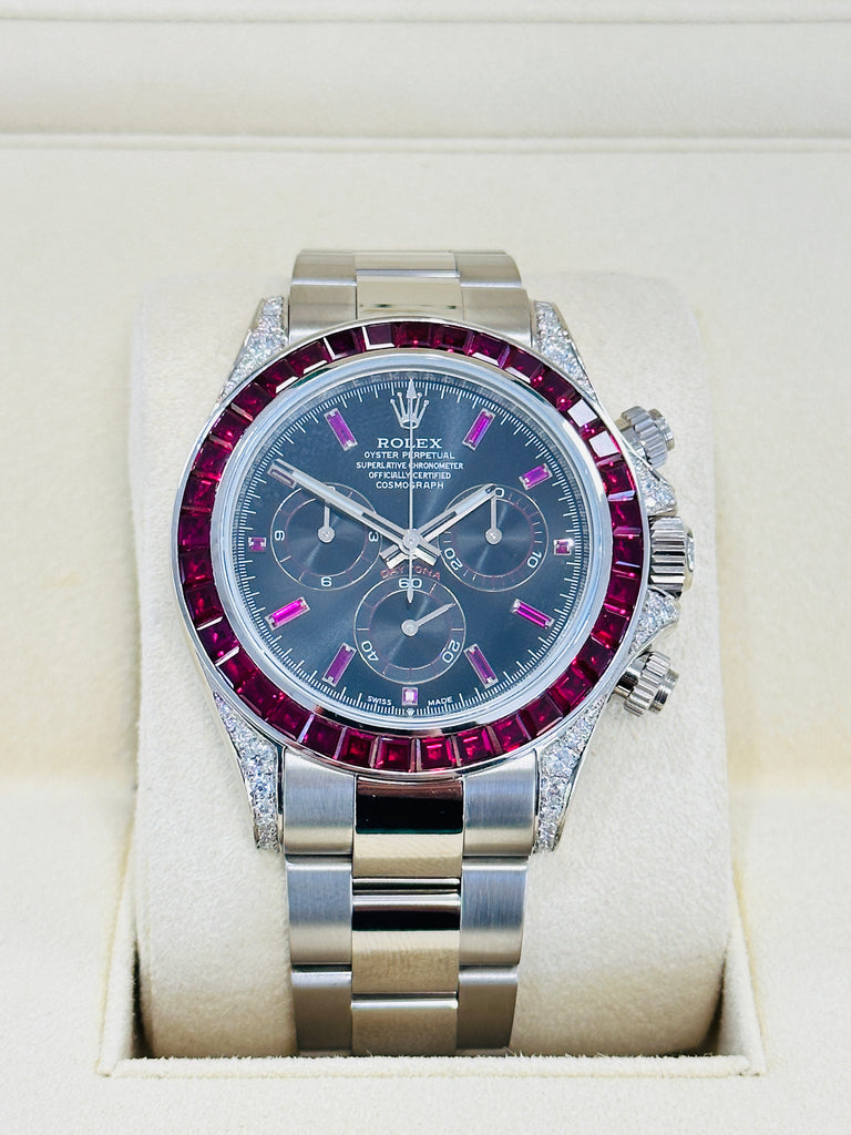 Rolex Daytona 116509 Custom Diamond lugs & Ruby Bezel - Diamonds East Intl.
