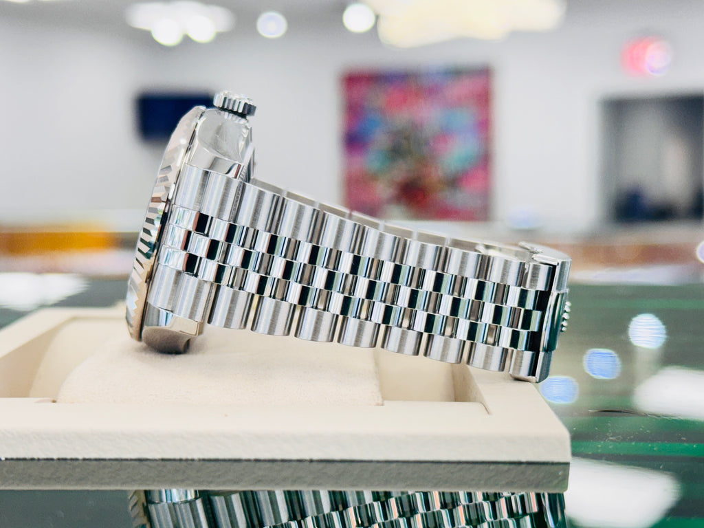 Rolex Sky-Dweller 336934 BLUSO  Blue Dial jubilee Stainless Steel  18k White Gold Bezel  Box and Papers PreOwned - Diamonds East Intl.