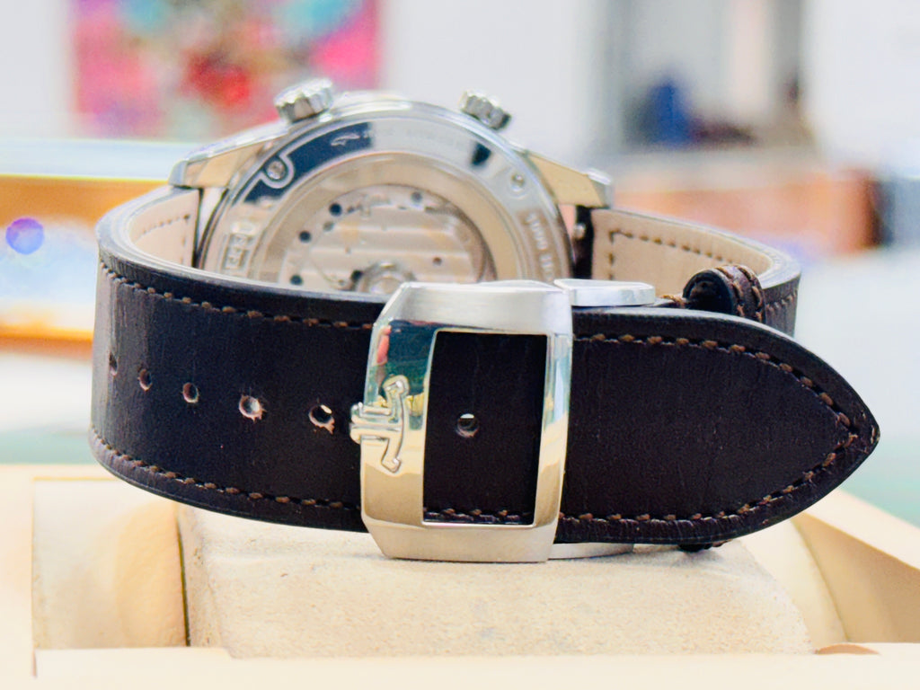 Jaeger-LeCoultre Polaris Blue Dial 9008480 Brown Leather Strap Additional Stainless Steel Band  41mm MINT Box & Papers - Diamonds East Intl.