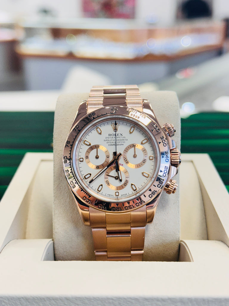 Rolex Cosmograph Daytona 40 116505  Ivory 18K EverRose Gold Oyster PreOwned Box and Paper - Diamonds East Intl.