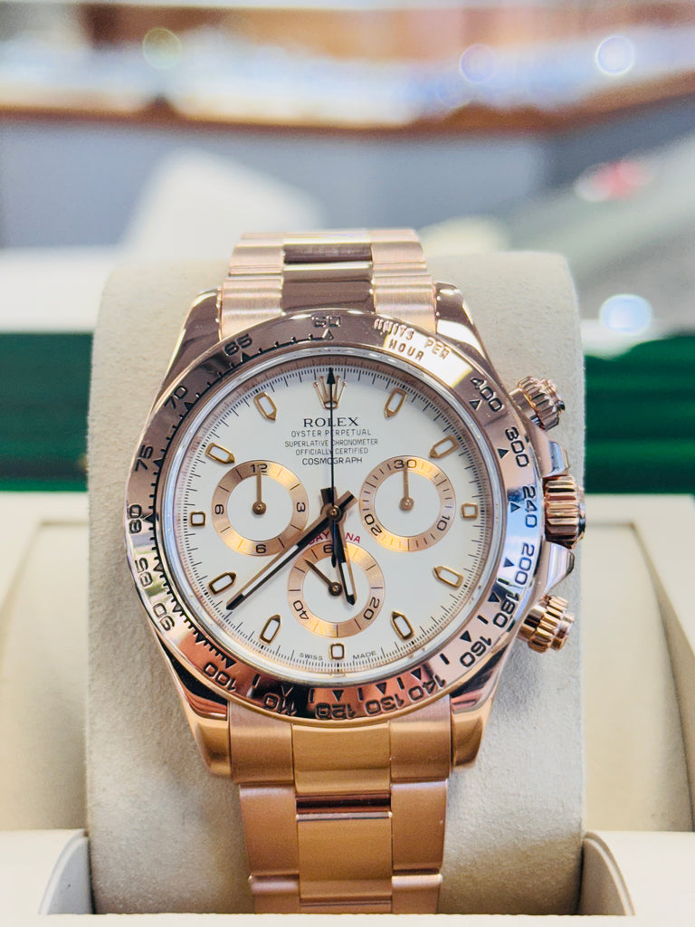 Rolex Cosmograph Daytona 40 116505  Ivory 18K EverRose Gold Oyster PreOwned Box and Paper - Diamonds East Intl.