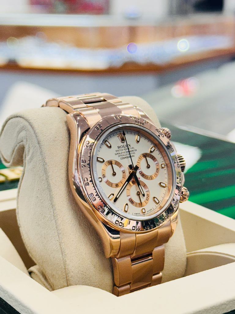 Rolex Cosmograph Daytona 40 116505  Ivory 18K EverRose Gold Oyster PreOwned Box and Paper - Diamonds East Intl.