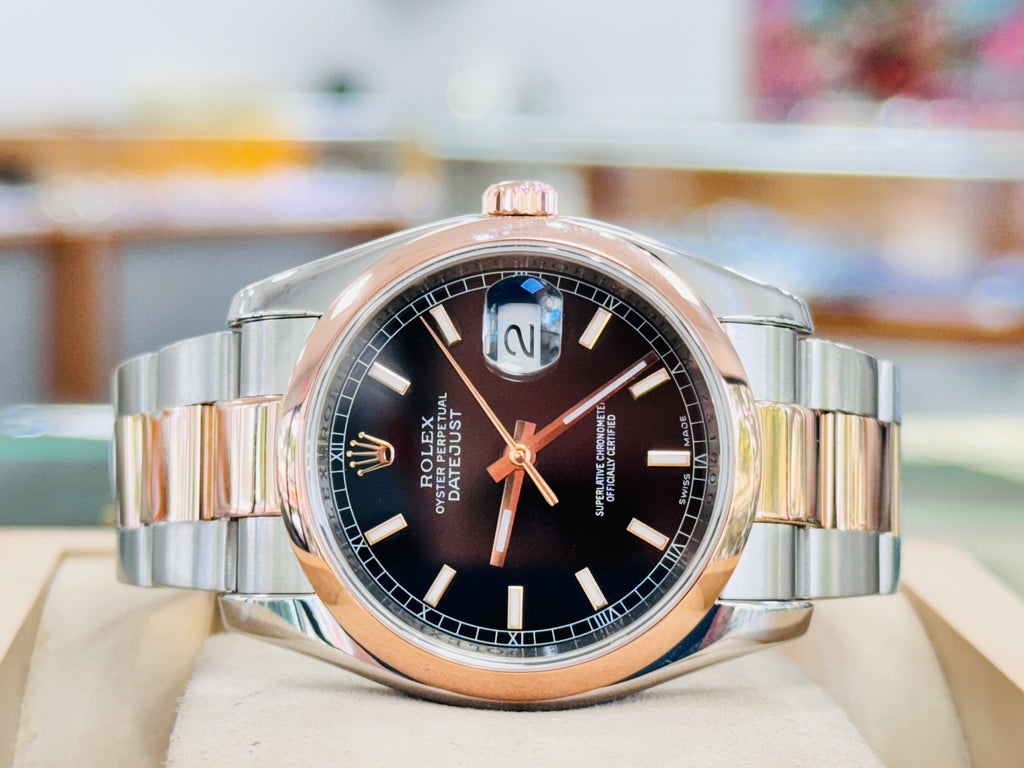 Rolex Datejust 36mm 116201 Rose Gold / SS 'Roulette' Date Wheel MINT Box/Papers - Diamonds East Intl.