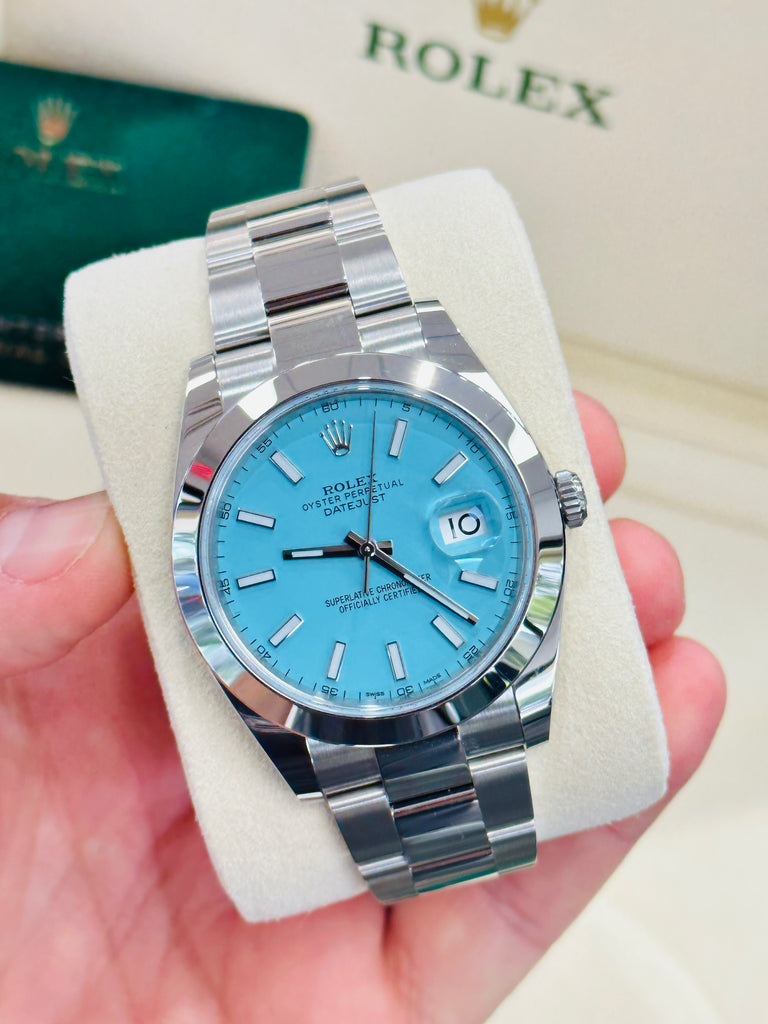 Rolex Datejust 41 126300 Custom Tiffany Blue Dial Box and Papers Unworn - Diamonds East Intl.