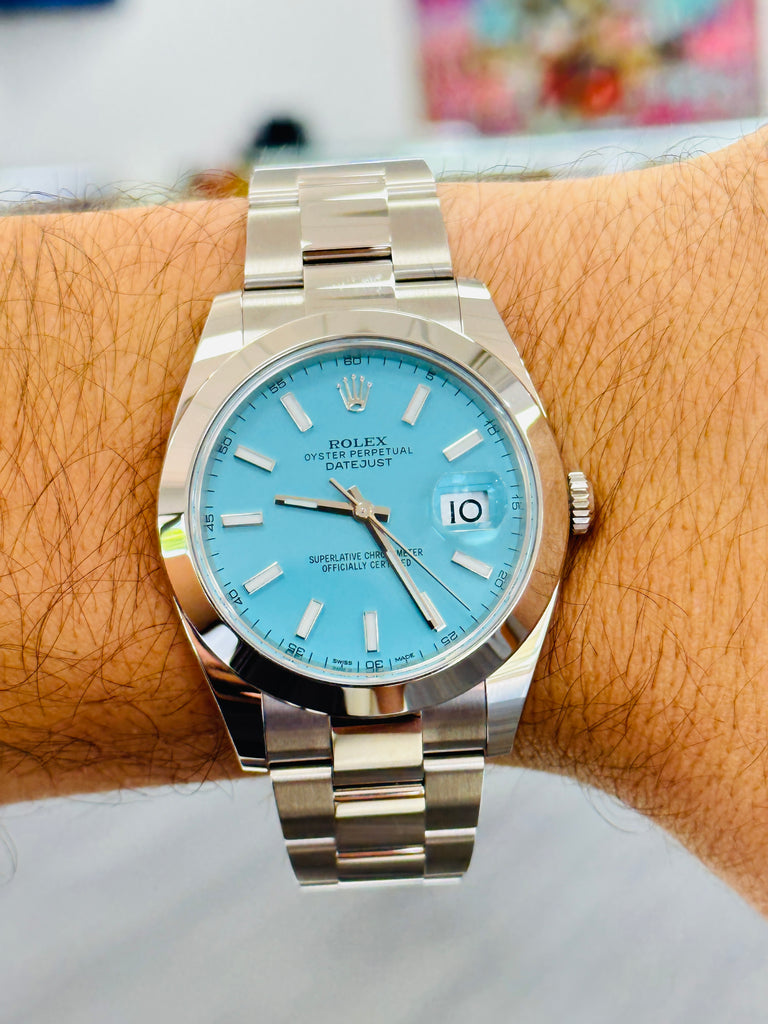 Rolex Datejust 41 126300 Custom Tiffany Blue Dial Box and Papers Unworn - Diamonds East Intl.