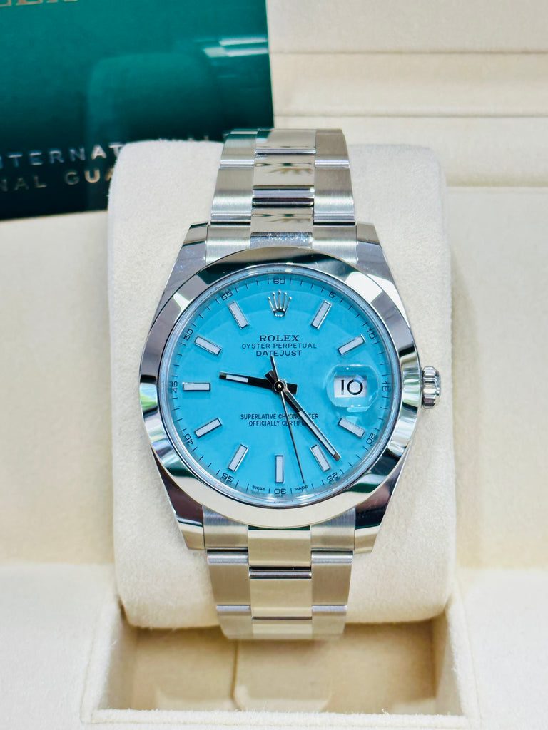 Rolex Datejust 41 126300 Custom Tiffany Blue Dial Box and Papers Unworn - Diamonds East Intl.