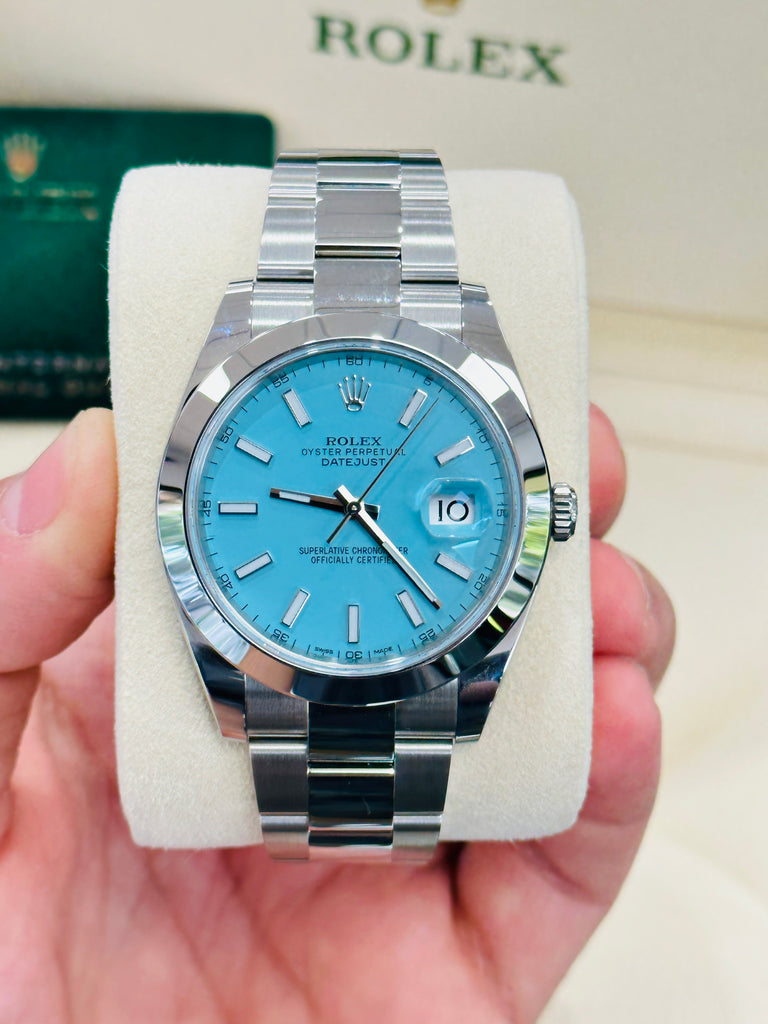 Rolex Datejust 41 126300 Custom Tiffany Blue Dial Box and Papers Unworn - Diamonds East Intl.