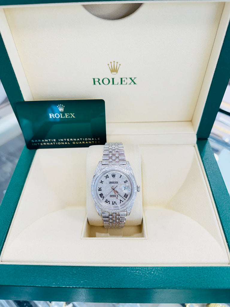 Rolex Datejust 41 126300 Full Custom Diamond Pave Set Box and Papers UNWORN