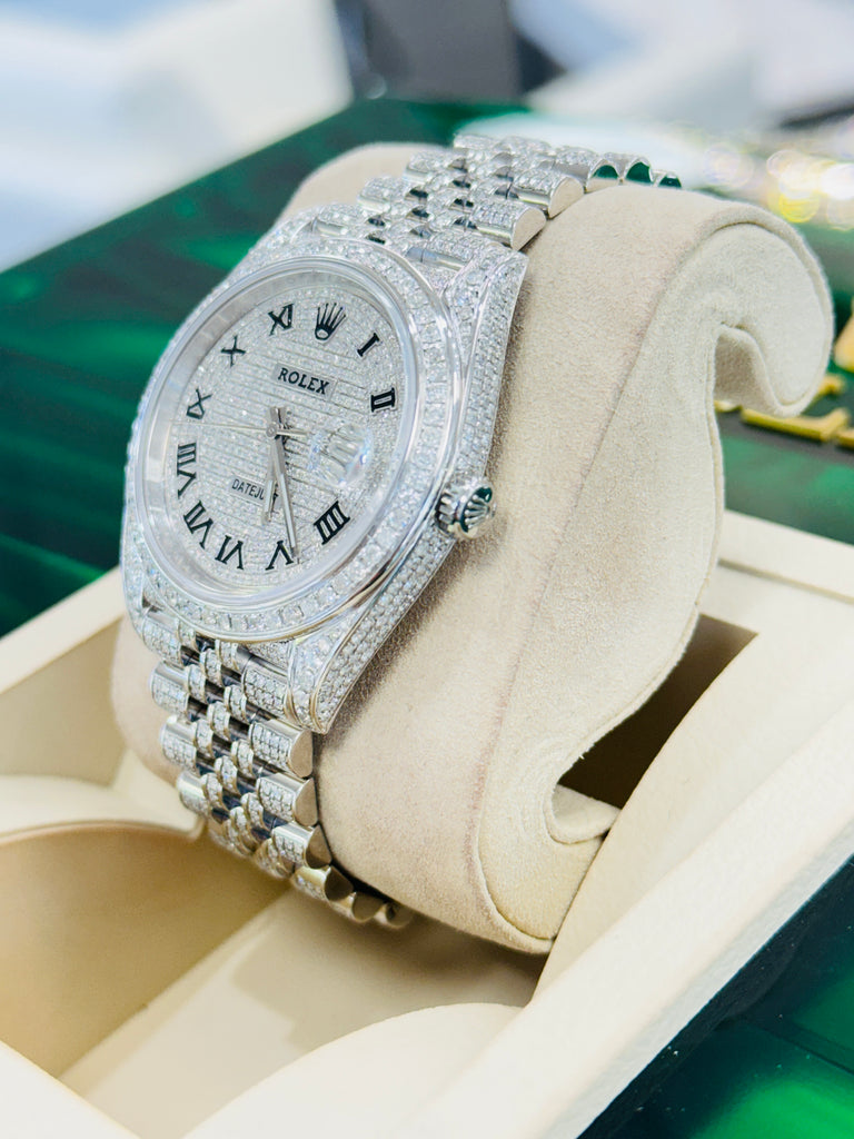 Rolex Datejust 41 126300 Full Custom Diamond Pave Set Box and Papers UNWORN