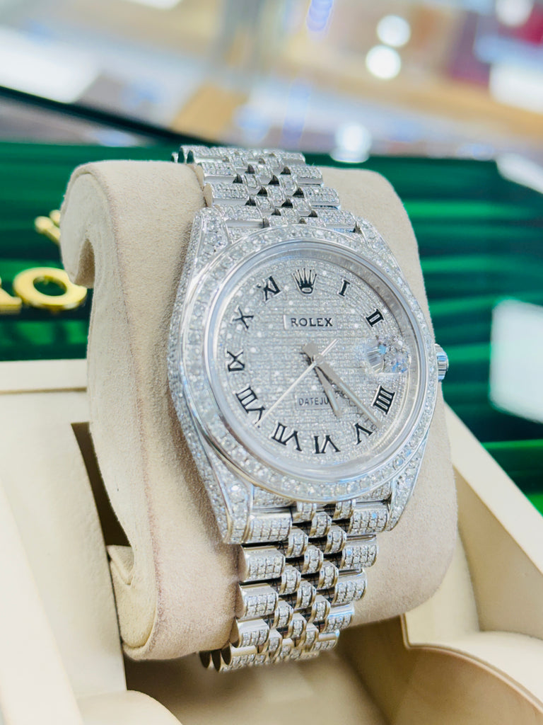 Rolex Datejust 41 126300 Full Custom Diamond Pave Set Box and Papers UNWORN 