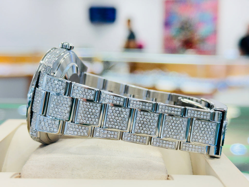 Rolex Datejust 41 126300  Full Custom Diamond Pave Set Custom Baguette Dial UNWORN Box/Papers - Diamonds East Intl.