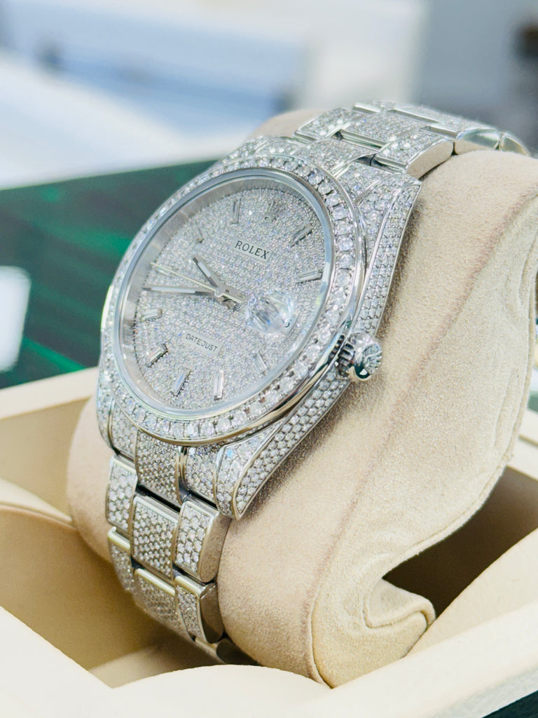 Rolex Datejust 41 126300  Full Custom Diamond Pave Set Custom Baguette Dial UNWORN Box/Papers - Diamonds East Intl.