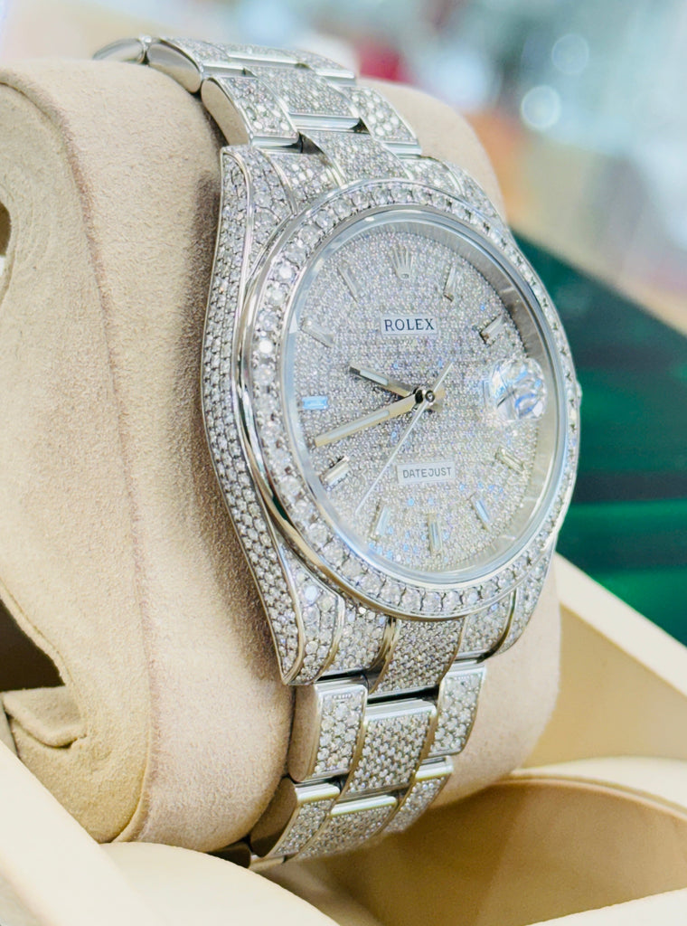 Rolex Datejust 41 126300  Full Custom Diamond Pave Set Custom Baguette Dial UNWORN Box/Papers