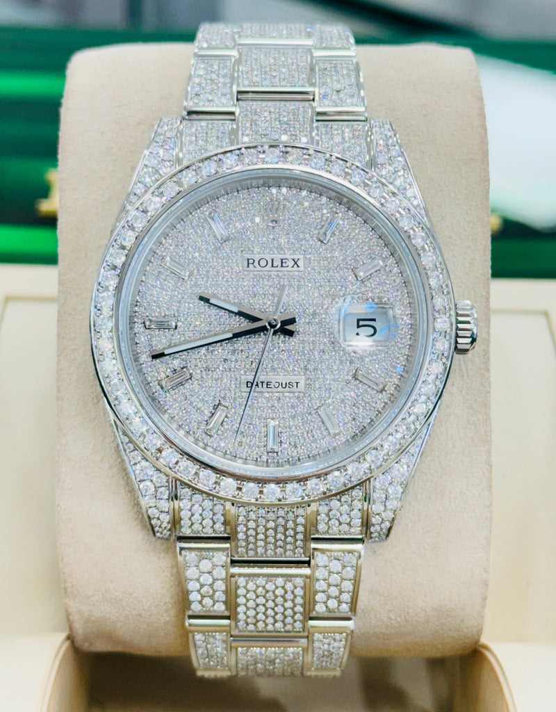 Rolex Datejust 41 126300  Full Custom Diamond Pave Set Custom Baguette Dial UNWORN Box/Papers