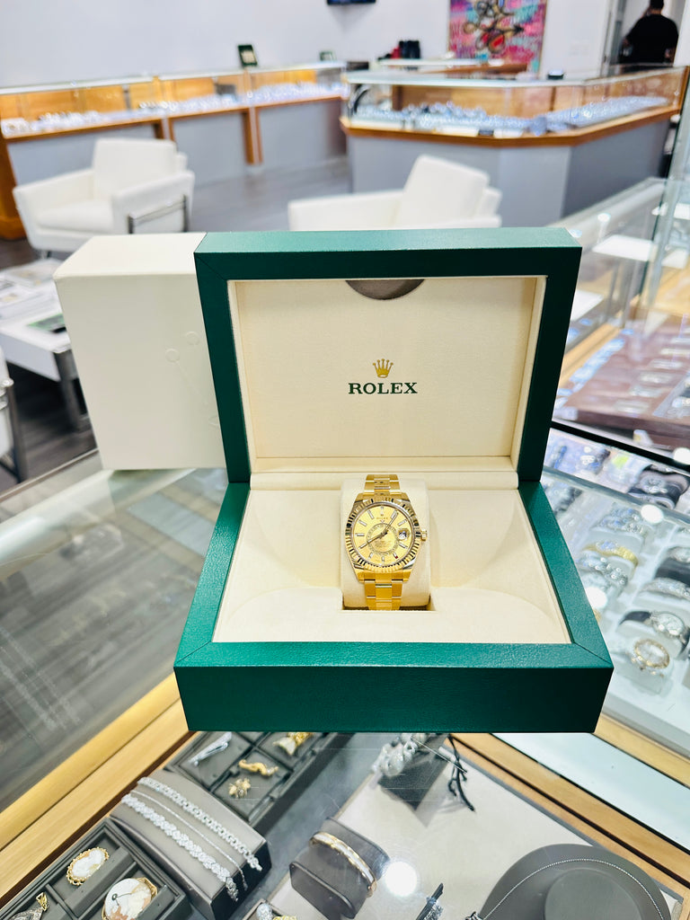 Rolex Sky-Dweller 326938 Yellow Gold Champagne Dial 42 Unworn Box and Papers - Diamonds East Intl.