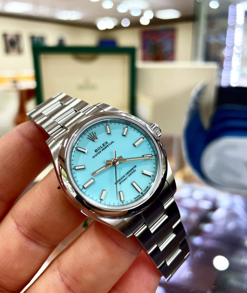 Rolex Oyster Perpetual 31 277200 Factory Turquoise Blue Dial Box and Papers Unworn - Diamonds East Intl.