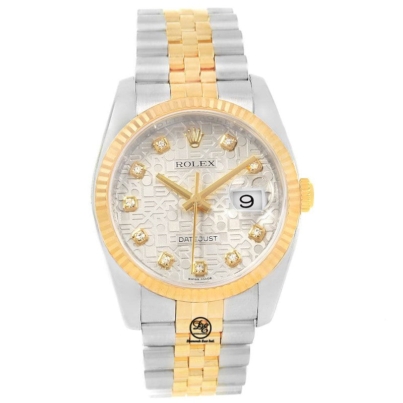 Rolex Datejust 36mm 116233 Jubilee Stainless and Factory Jubilee Silver Diamond Dial - Diamonds East Intl.