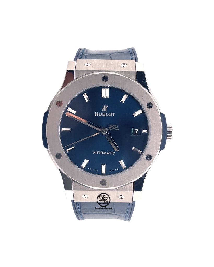 Hublot Classic Fusion Automatic Blue Dial Box and Papers PreOwned 511.NX.7170.LR - Diamonds East Intl.