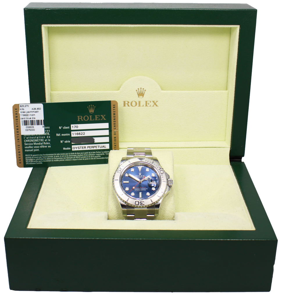 Rolex Yacht-Master 40 116622 Blue Dial Platinum Bezel with Blue Rubber-B And Original Oyster Band