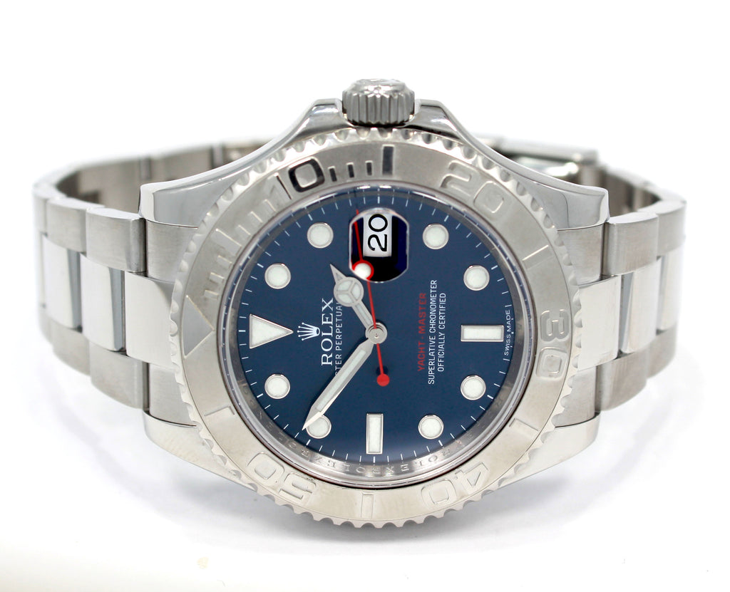 Rolex Yacht-Master 40 116622 Blue Dial Platinum Bezel with Blue Rubber-B And Original Oyster Band