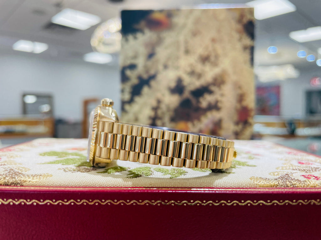Rolex Ladies President Datejust 69178 Champagne 18k Yellow Gold Box Service Card - Diamonds East Intl.