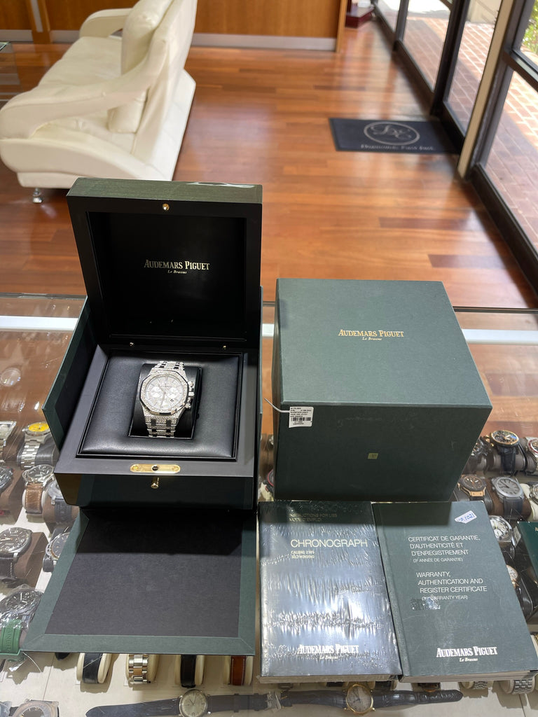 Audemars Piguet  Royal Oak Chronograph 41mm ICED OUT Steel 26320ST.OO.1220ST.01 Box/Papers - Diamonds East Intl.