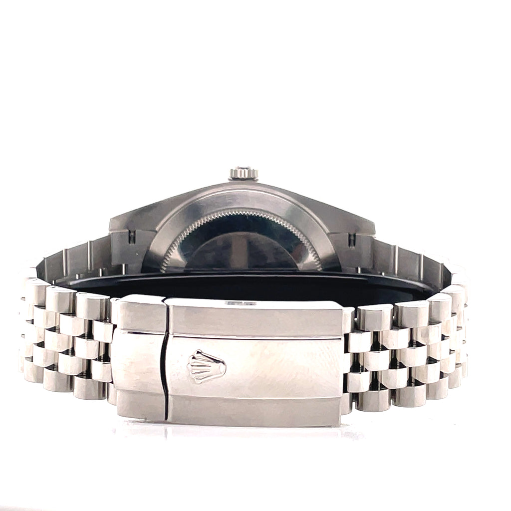 Rolex Datejust 41 126300 Blue Stick Dial Custom 3.25ct Diamond Bezel Jubilee PreOwned - Diamonds East Intl.