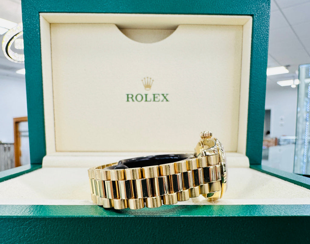 Rolex Lady-Datejust 26 President 179178  Yellow 18k Gold Factory Diamond Mother Of Pearl Dial - Diamonds East Intl.