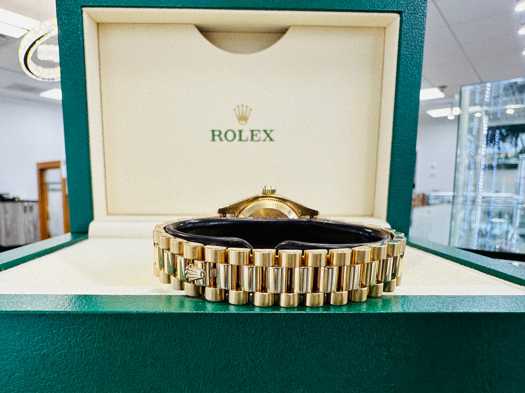 Rolex Lady-Datejust 26 President 179178  Yellow 18k Gold Factory Diamond Mother Of Pearl Dial - Diamonds East Intl.