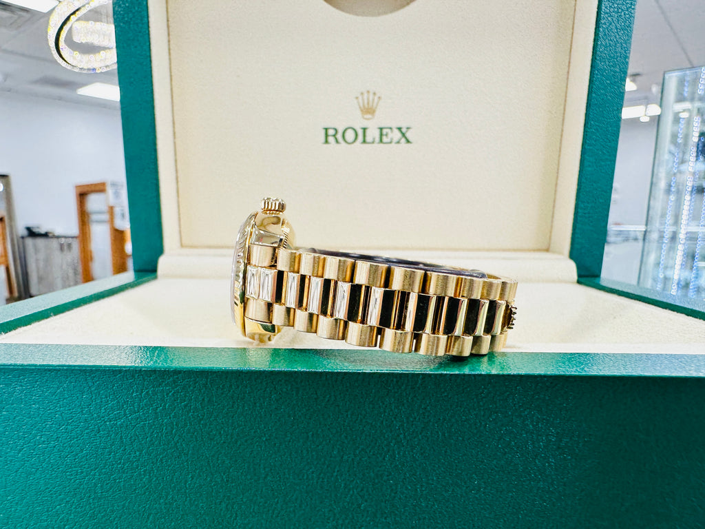 Rolex Lady-Datejust 26 President 179178  Yellow 18k Gold Factory Diamond Mother Of Pearl Dial - Diamonds East Intl.