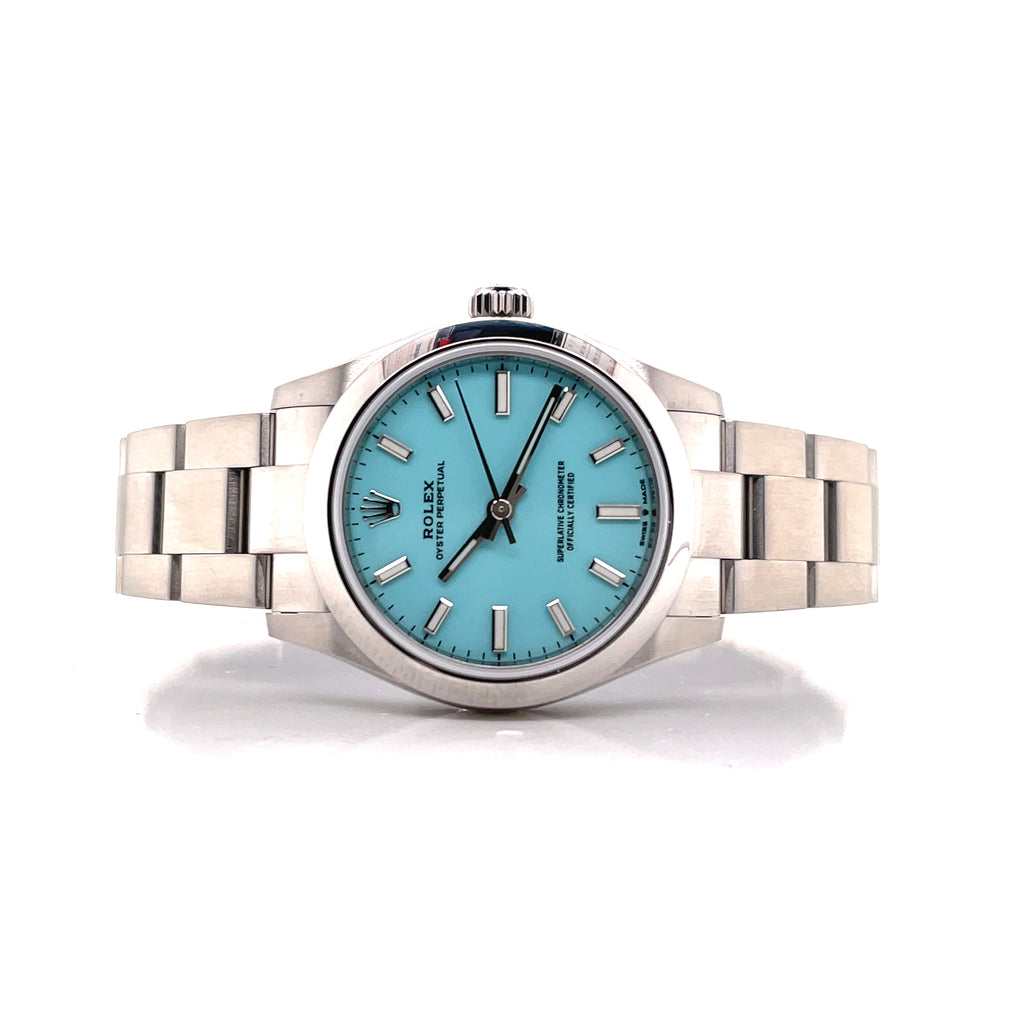 Rolex Oyster Perpetual 31 277200 Factory Turquoise Blue Dial Box and Papers Unworn - Diamonds East Intl.