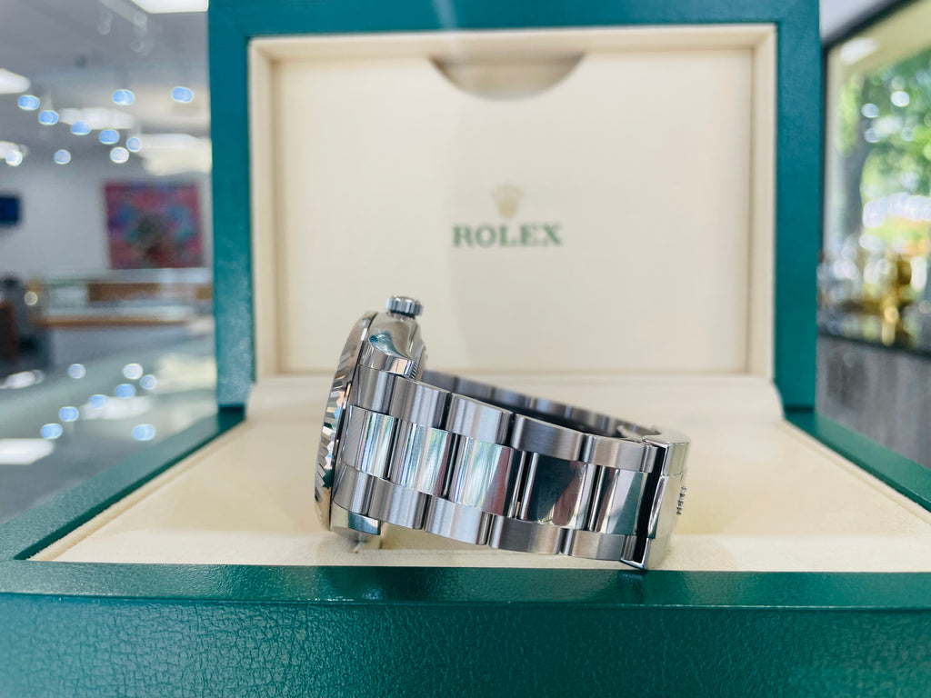 Rolex Sky-Dweller 326934 BLUSO Blue Dial Stainless Steel 42mm 18k White Gold Bezel PAPERS MINT - Diamonds East Intl.